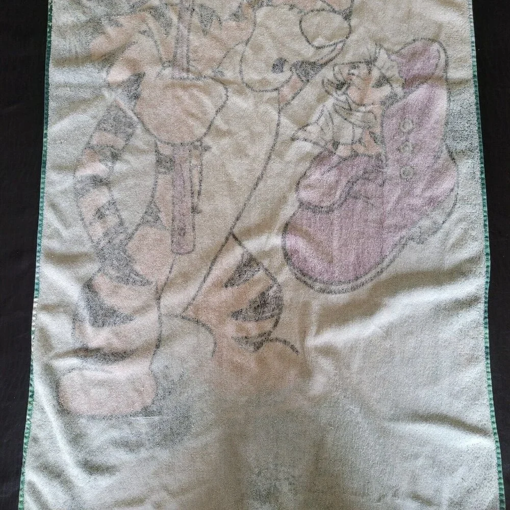 Disney‎ Tigger Beach Towel Kids Green Vintage Fishing 30x54 Cotton